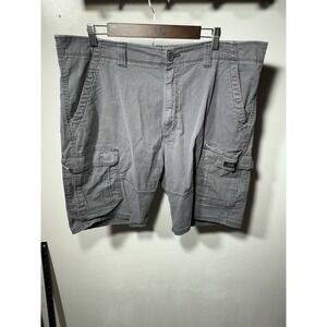 Wrangler Cargo Shorts Mens 40 Gray Relaxed Fit Canvas Casual